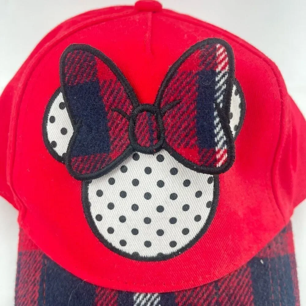 Disney Junior Minnie Mouse Red Plaid Polka Dot Toddler Baseball Cap, One Size